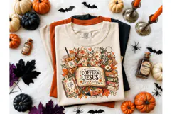 Fueled by Coffee & Jesus Fall PNG Tee Product Image 2