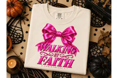 Walking By Faith Coquette Bow PNG Tee Product Image 3