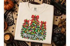 Merry & Bright Christmas Tree PNG Tee Product Image 2