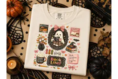 Book Lover Ghost Halloween PNG Tee Product Image 2