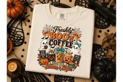 Freshly Boo'd Coffee Halloween PNG Tee Product Image 3