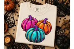 Colorful Halloween Pumpkins PNG Tee Product Image 3