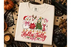Holly Jolly Christmas Geese PNG Tee Product Image 3