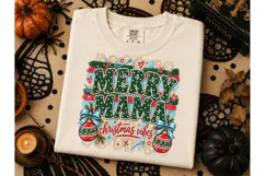Merry Mama Christmas Vibes PNG Tee Product Image 2