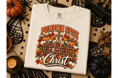 Pumpkin Spice Jesus Christ Fall PNG Tee Product Image 3