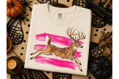 Running Buck Pink Brushstroke PNG Tee Product Image 3
