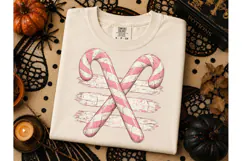 Pink Candy Cane Christmas PNG Tee Design Product Image 3