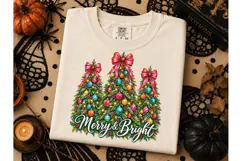 Merry & Bright Christmas Trees PNG Tee Product Image 3