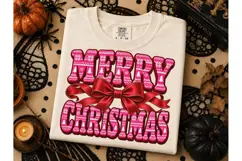 Merry Christmas Bow PNG Sublimation Tee Product Image 2
