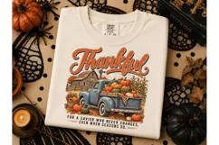 Thankful Fall Pumpkin Truck PNG Tee Product Image 3