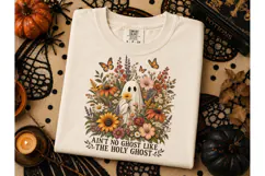 Holy Ghost Floral Halloween PNG Tee Product Image 3
