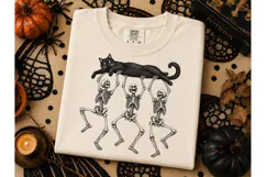 Dancing Skeletons Black Cat PNG Tee Product Image 3