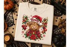 Howdy Christmas Highland Cow PNG Tee Product Image 3