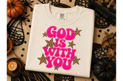 God Is With You Leopard Star PNG Tee Product Image 3