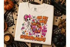 Halloween Skeleton Shopping PNG Tee Product Image 3