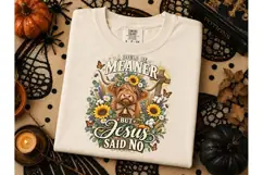 Highland Cow Jesus Said No PNG Tee Product Image 2
