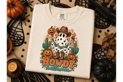 Howdy Halloween Cowboy Ghost PNG Tee Product Image 3