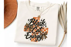Black Cat Energy PNG Halloween Tee Desig Product Image 1