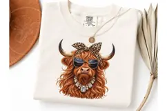 Highland Cow Glam PNG Sublimation Tee Product Image 3