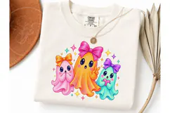 Cute Ghost Bow Halloween PNG Shirt Product Image 3