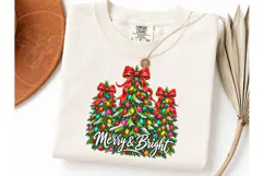 Merry & Bright Christmas Tree PNG Tee Product Image 3