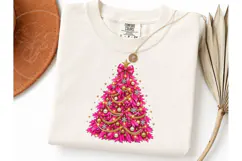 Pink Christmas Tree PNG Sublimation Tee Product Image 3