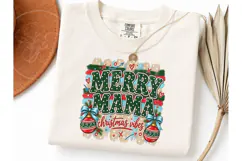 Merry Mama Christmas Vibes PNG Tee Product Image 3