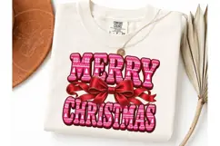 Merry Christmas Bow PNG Sublimation Tee Product Image 3