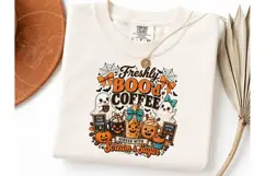 Freshly Boo'd Coffee Halloween PNG Tee Product Image 1
