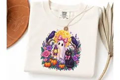 Halloween Ghost Floral PNG Shirt Design Product Image 1