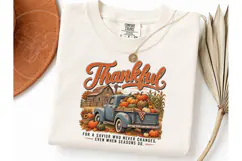 Thankful Fall Pumpkin Truck PNG Tee Product Image 1