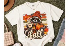 Fall Raccoon Pumpkin PNG Sublimation Tee Product Image 2
