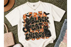 Black Cat Energy Halloween PNG Tee Product Image 2