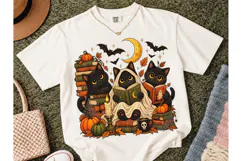 Halloween Black Cats Reading Books PNG Product Image 2