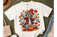 Fall Raccoon Pumpkin Spice PNG Tee Product Image 2
