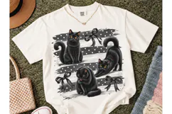 Black Cat Coquette Bow PNG Sublimation T Product Image 2