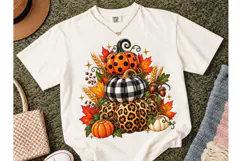 Fall Pumpkin Stack PNG Sublimation Tee Product Image 2