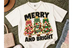 Merry And Bright Christmas Trees PNG Tee Product Image 2