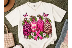 Pink Pumpkin Breast Cancer PNG Tee Product Image 2