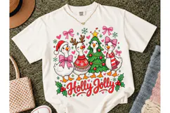 Holly Jolly Christmas Duck PNG Tee Product Image 2