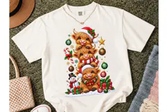 Christmas Highland Cow PNG Tee Design Product Image 2