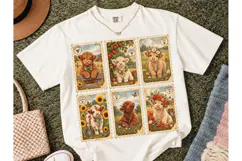 Highland Cow Stamp Collage PNG Shirt Product Image 2