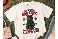 Funny Black Cat Bad Luck PNG Shirt Product Image 2