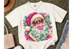 Cool Santa Bubblegum Christmas PNG Tee Product Image 2