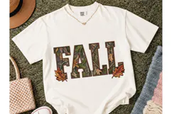 Fall Camo Leaves Embroidery PNG Shirt Product Image 2