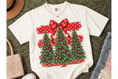 Christmas Trees Bow PNG Sublimation Tee Product Image 2