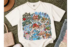 North Pole Christmas Map PNG Shirt Product Image 2