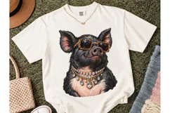 Fancy Black Pig Leopard Sunglasses PNG Product Image 2