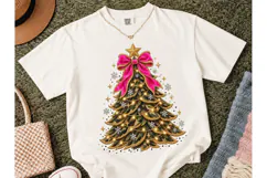 Camo Christmas Tree Pink Bow PNG Tee Product Image 2