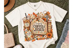 Fueled by Coffee & Jesus Fall PNG Tee Product Image 2